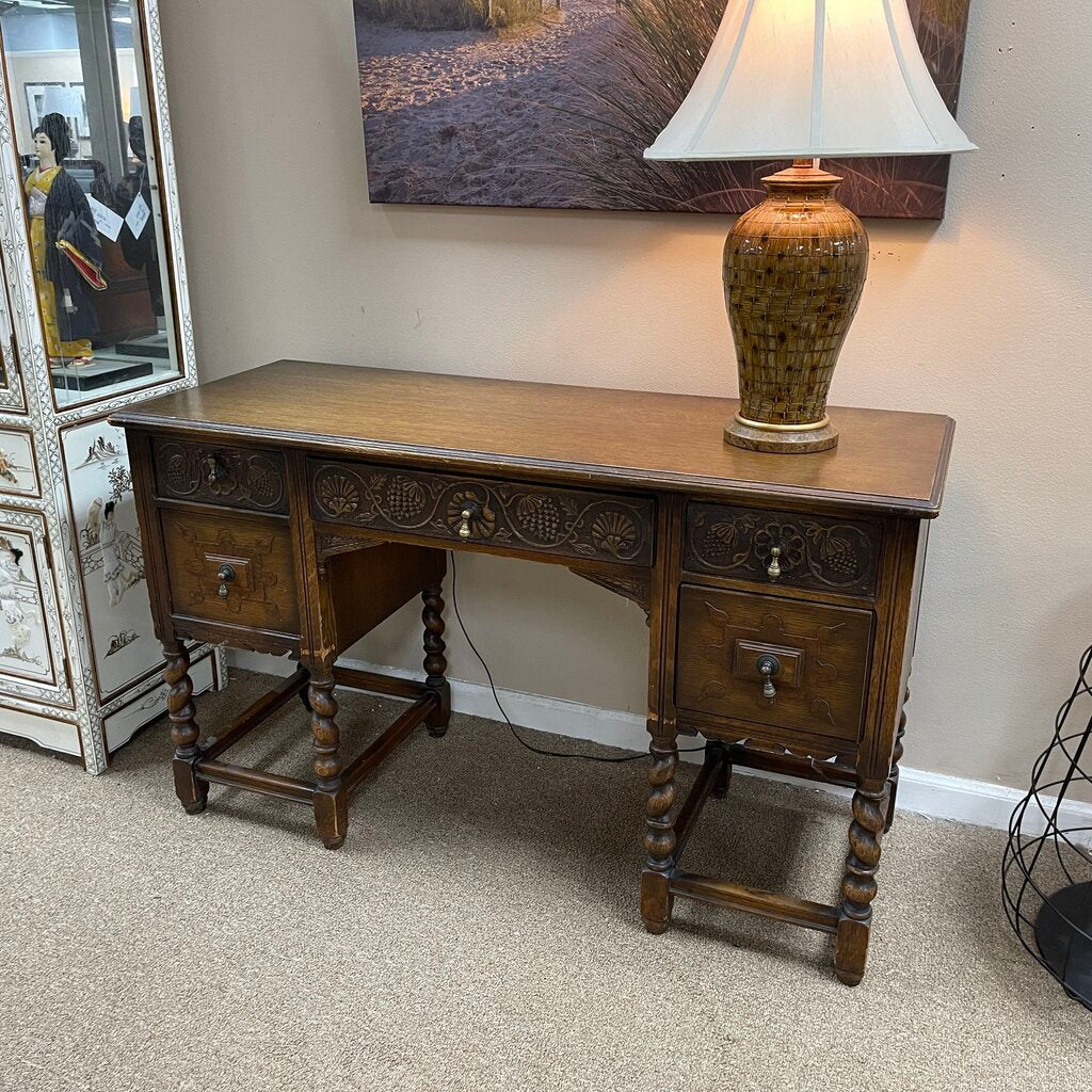 Vintage Carved Wood Desk