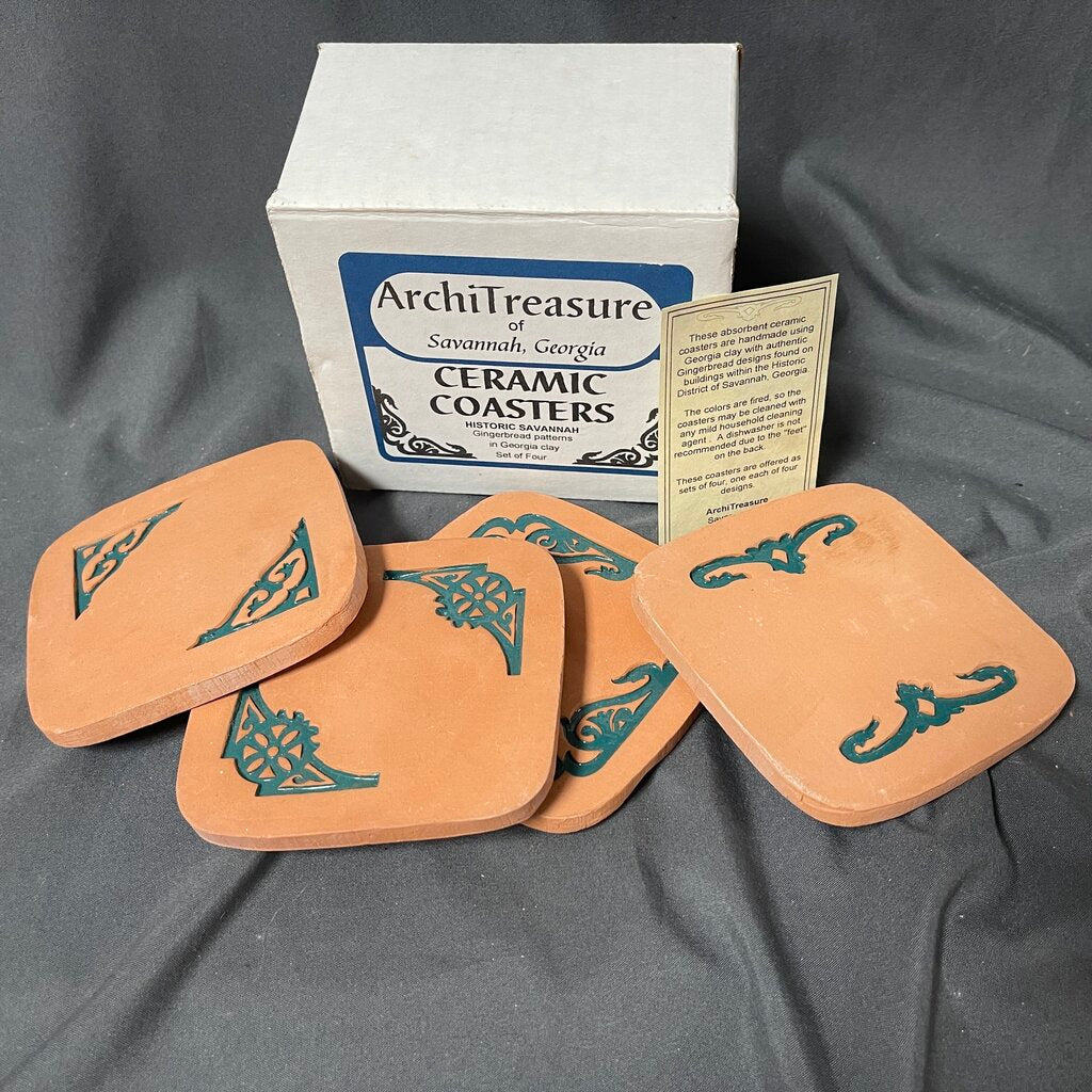 Set/4 Red Georgia Clay Architectural Coasters