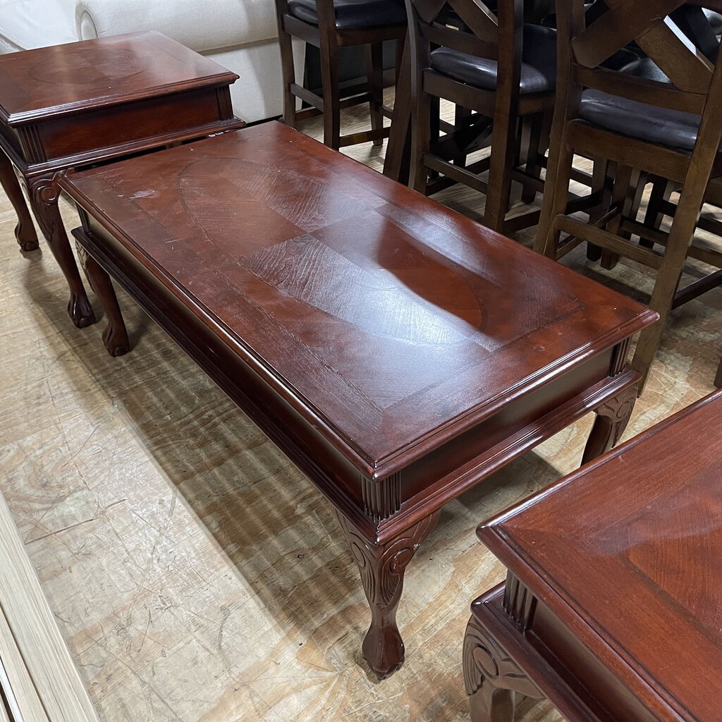 Set Wood Coffee Table + 2 Side Tables