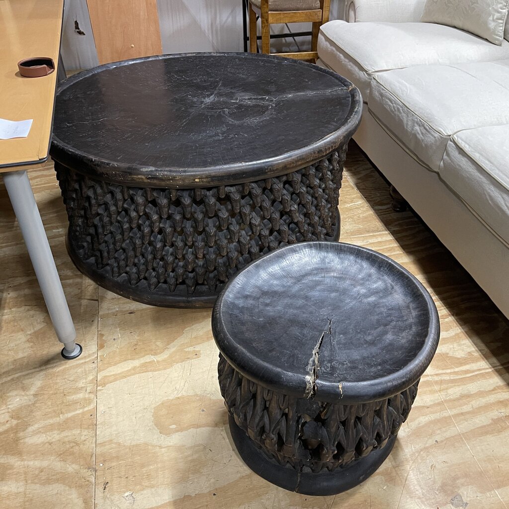 Hand Carved African Coffee + End Table