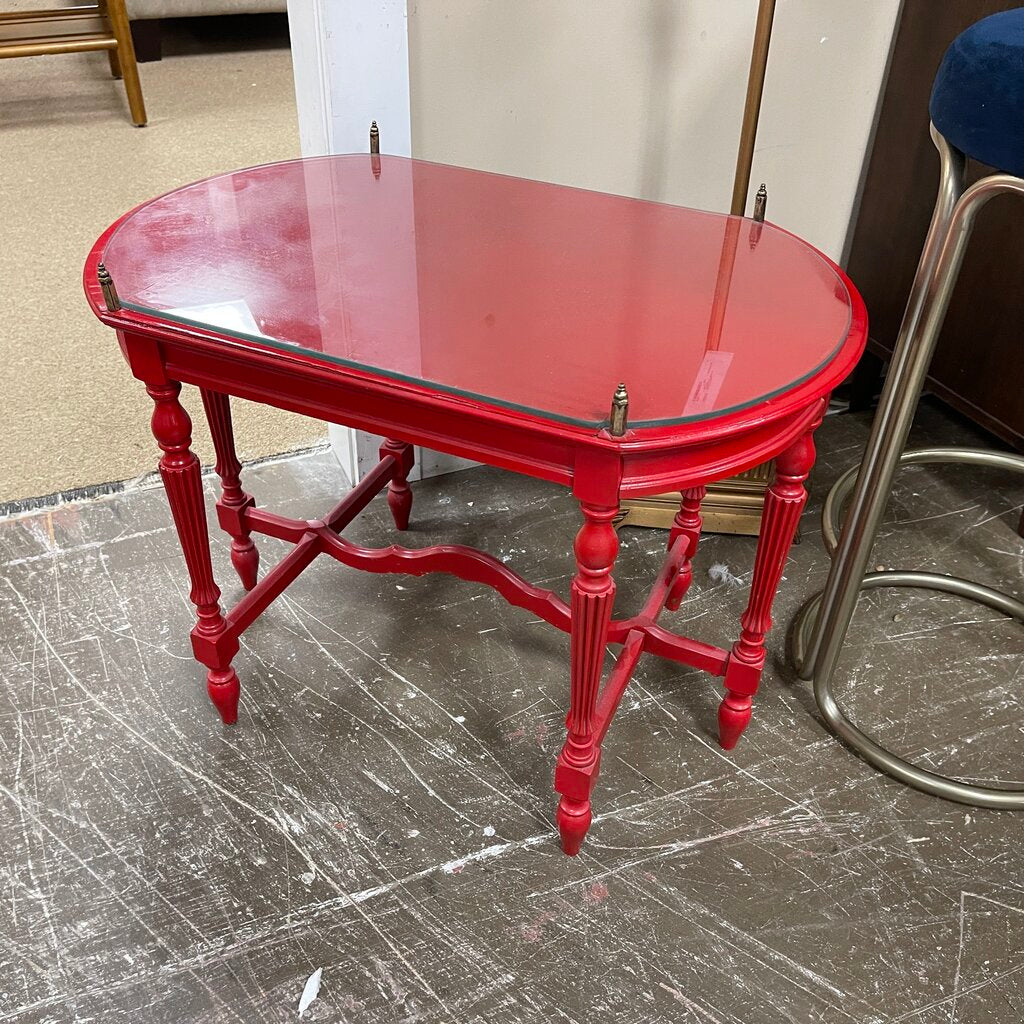 Painted Glass Top Side Table