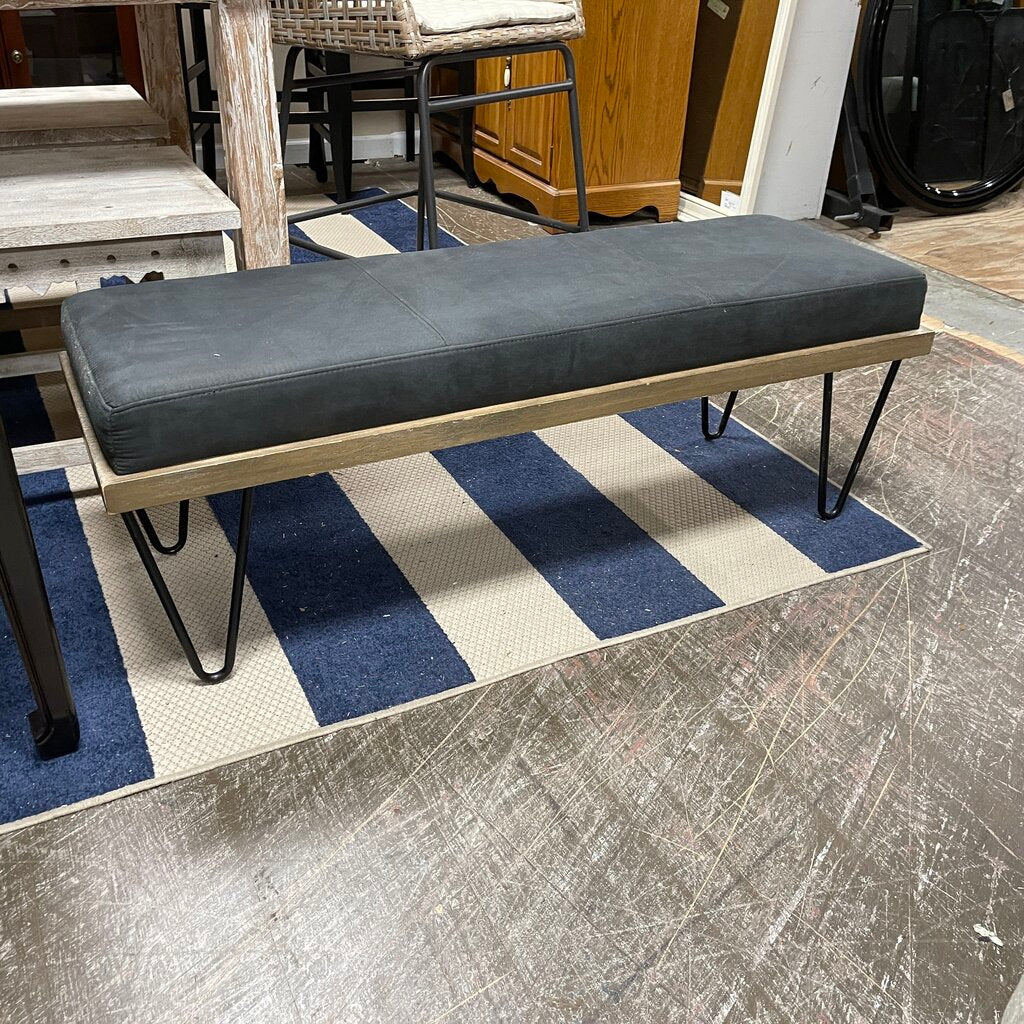 Leather Top Wood Bench