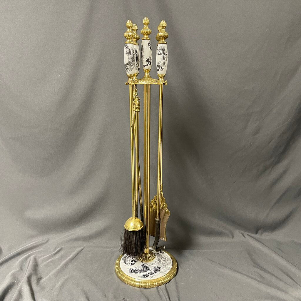 Fireplace Tools on Stand w/Porcelain Base