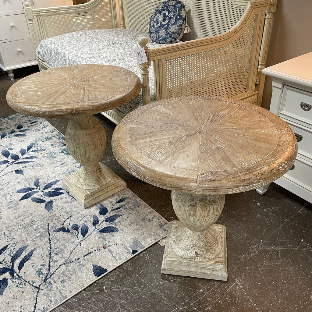 Heavy Wood Round Side Table