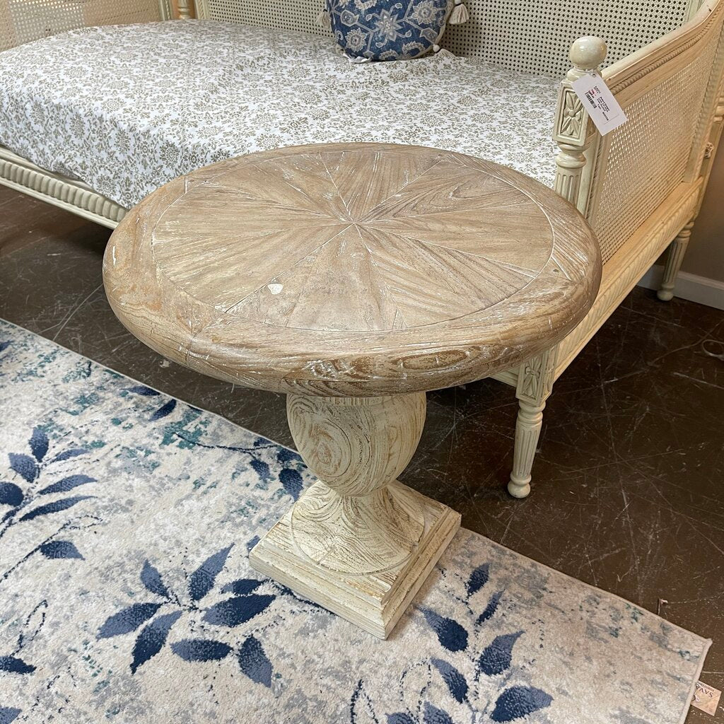 Heavy Wood Round Side Table