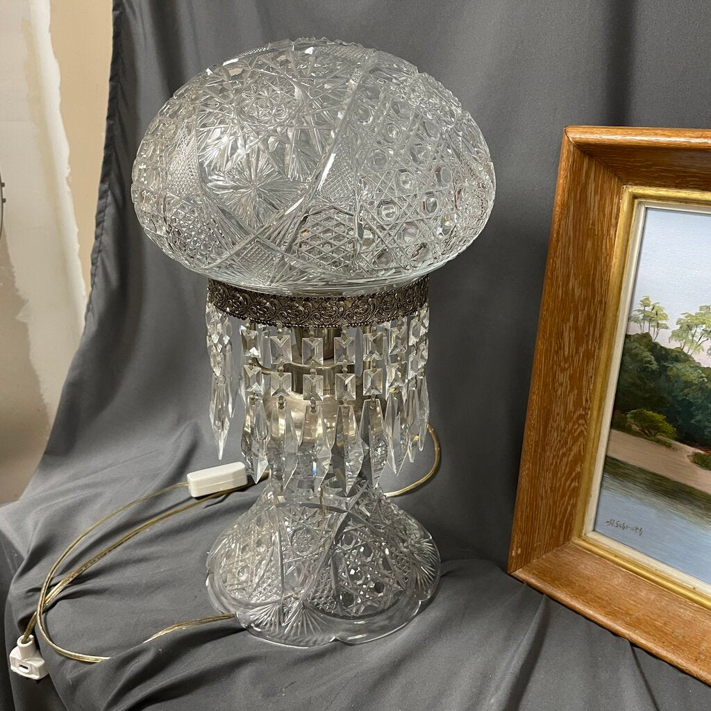 Vintage Hand Cut Crystal Boudoir Lamp