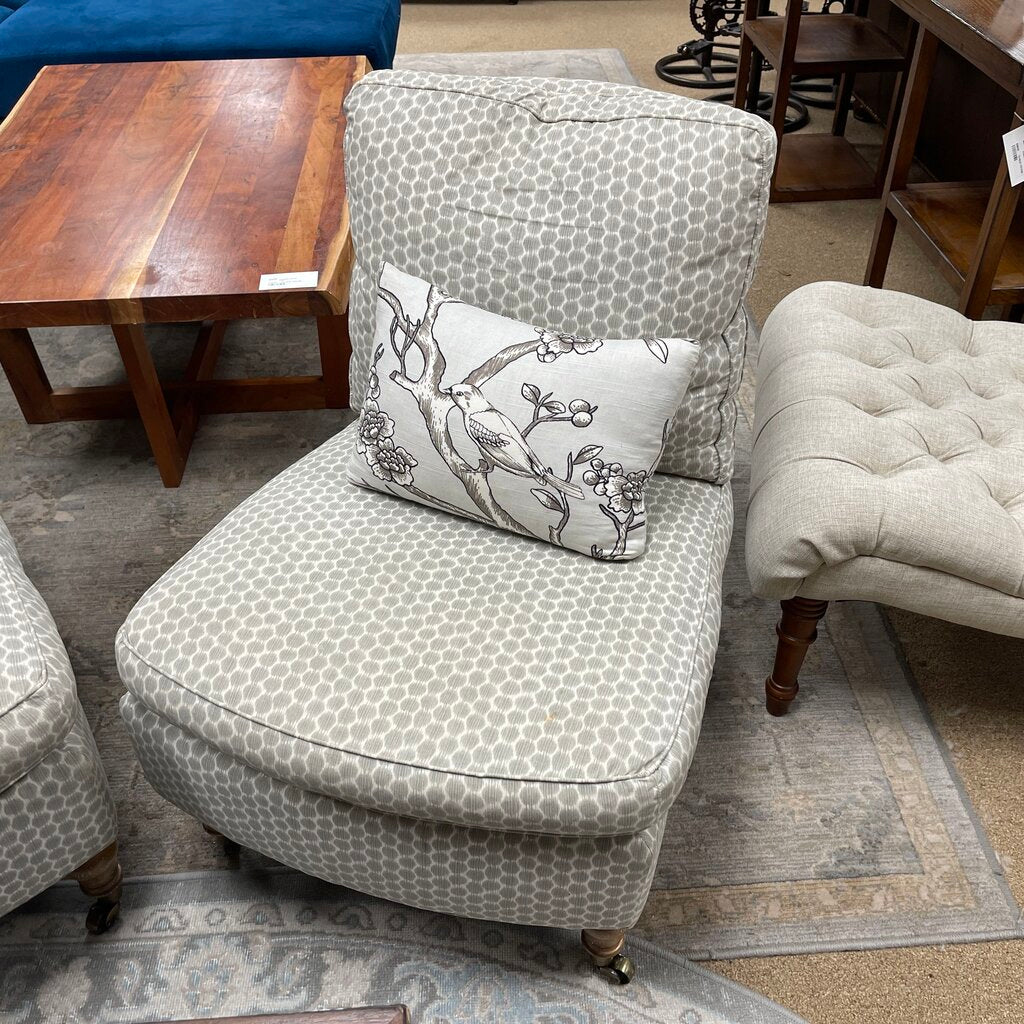 Pair Polka Dot Slipper Chairs w/Pillows