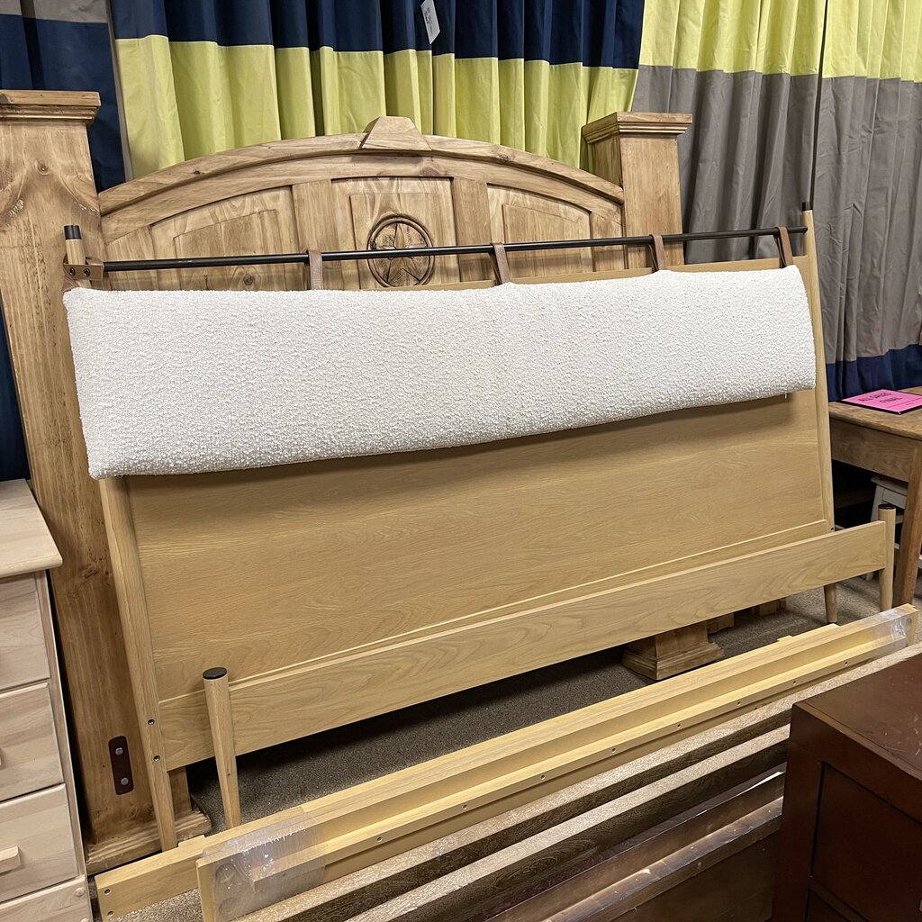 Wood Platform Bed w/Padded Headboard