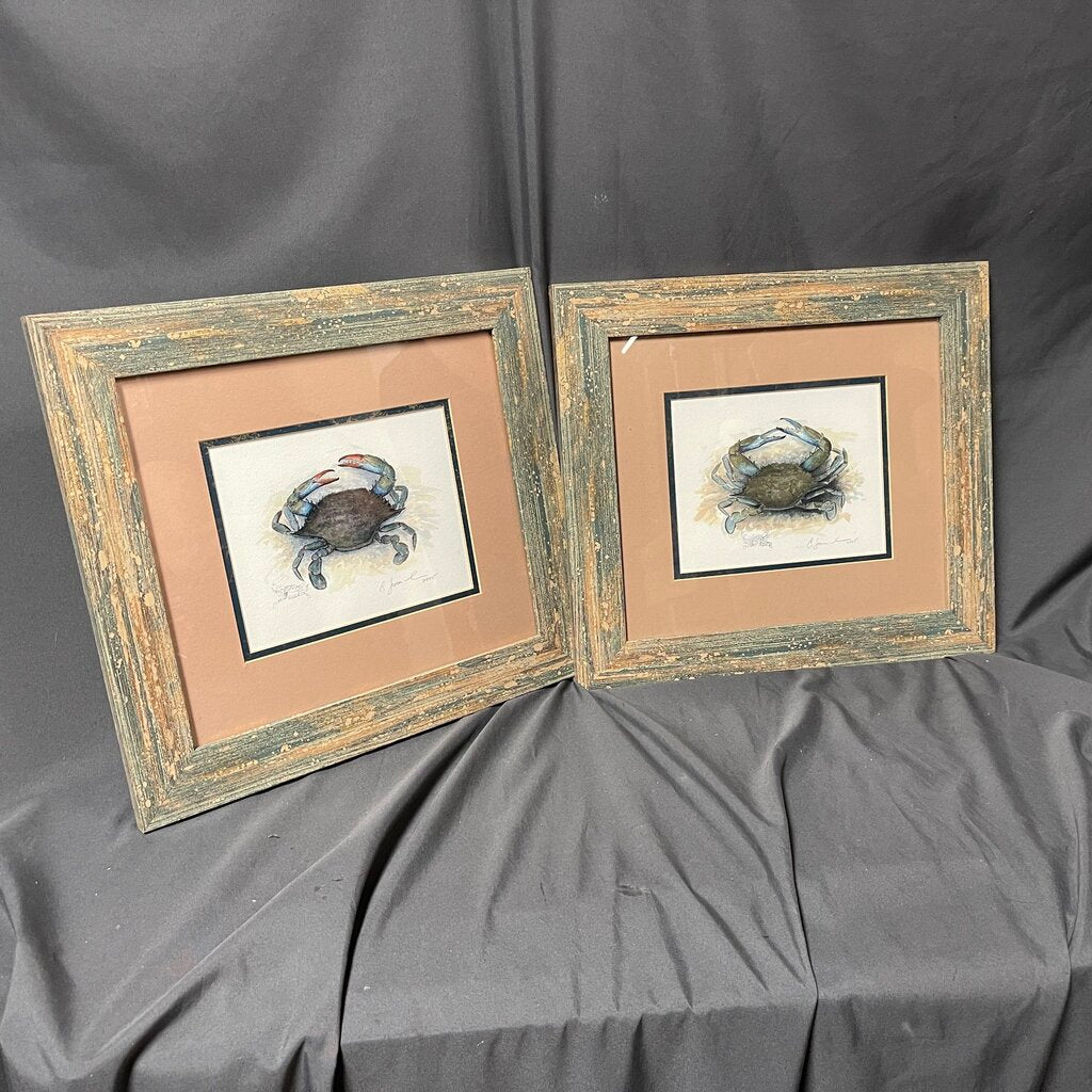 Pair Signed Artist's Proofs - Blue Crab