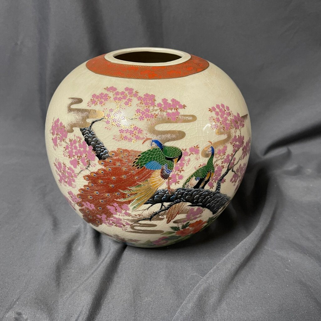 Crackle Glaze Japanese Peacock Vase