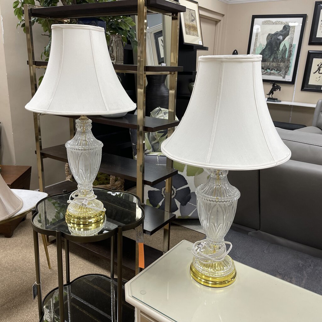 Pair Vintage Crystal Lamps