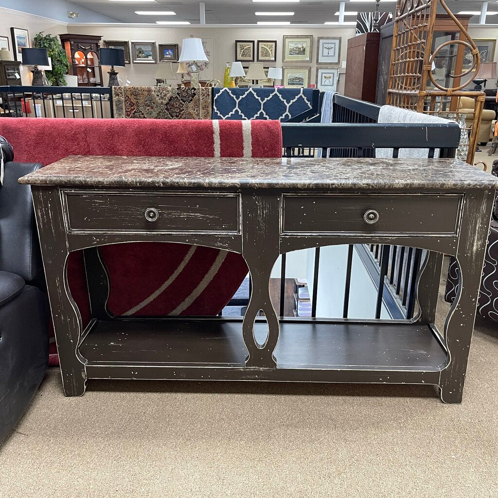 Eddie Bauer Distressed Marble Top Console Table