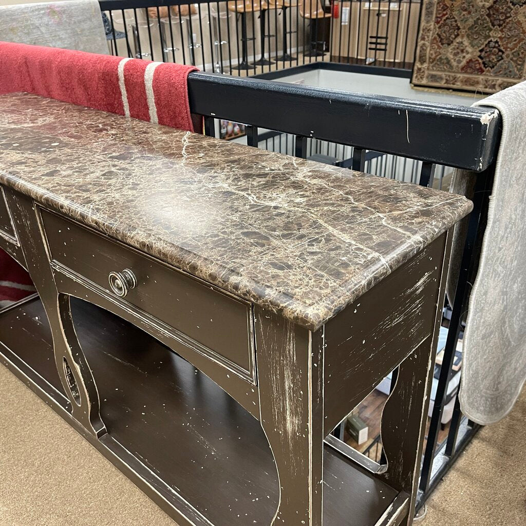 Eddie Bauer Distressed Marble Top Console Table