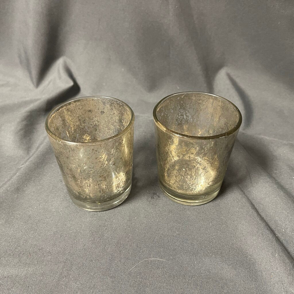 Pair Mercury Glass Votive Holders