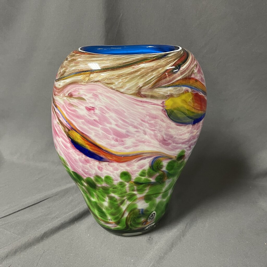 Heavy Millefiori Murano Art Glass Vase