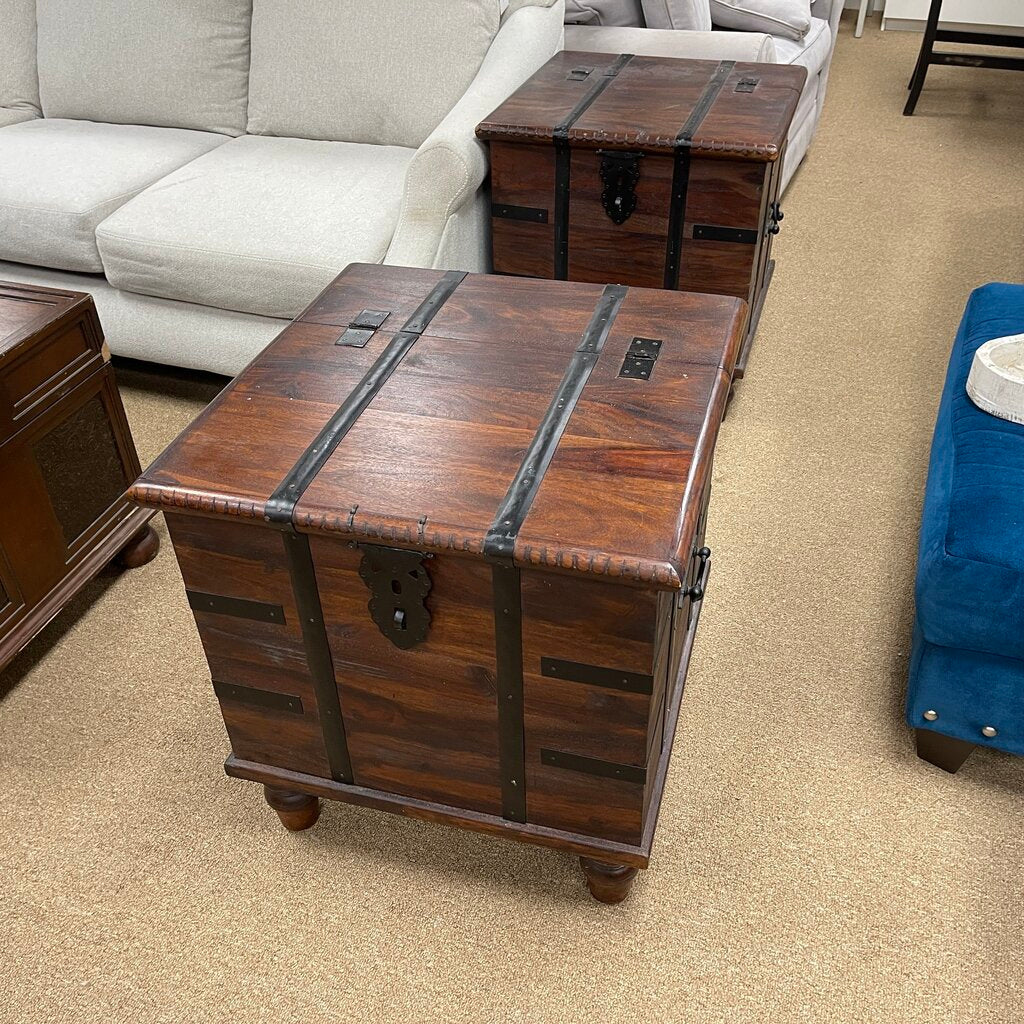 Pair Rustic Style Storage End Tables