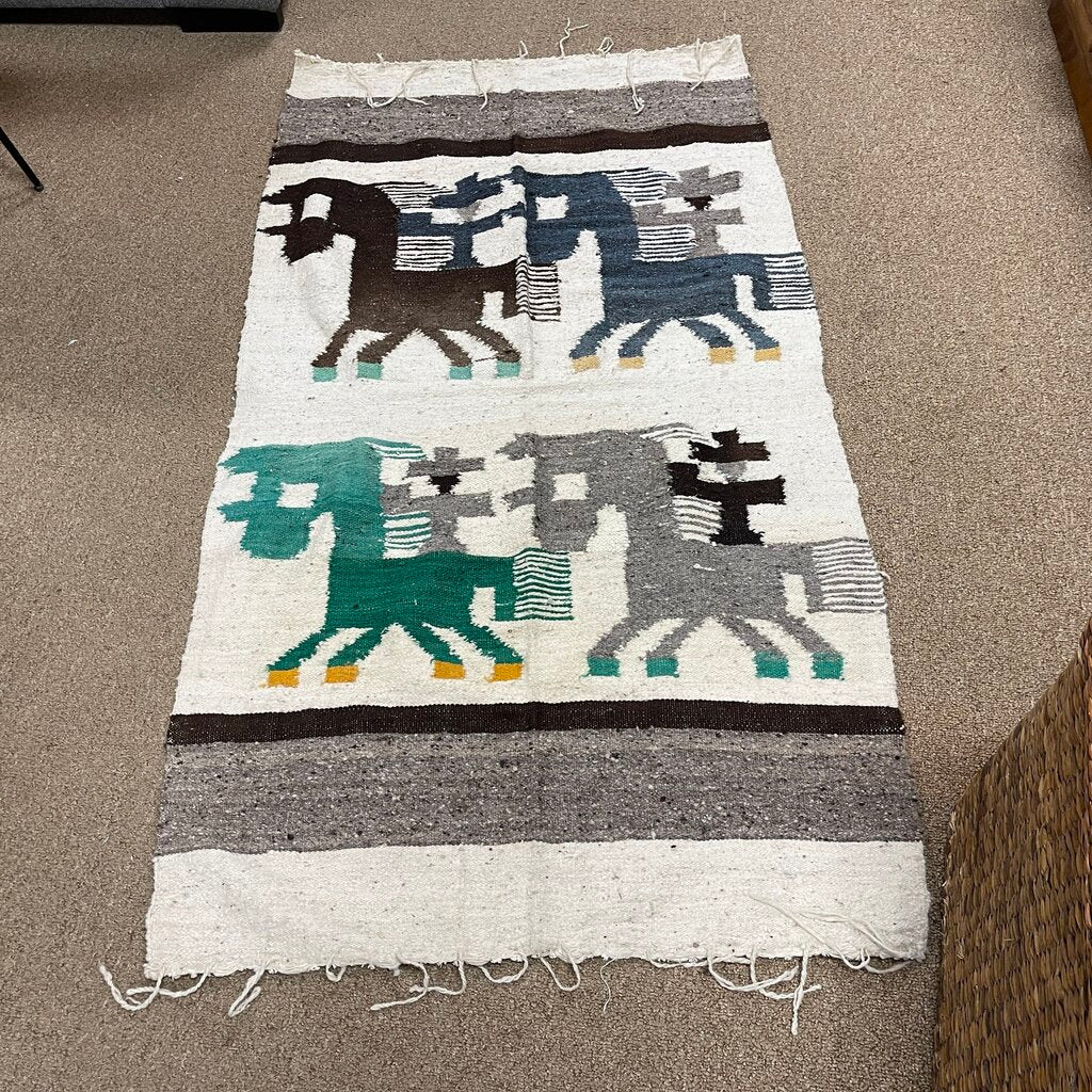 Handwoven Wool Reversible Mexican Rug