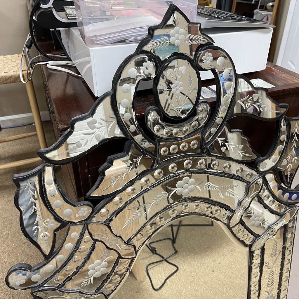 Large French Rococo Etched Mirror