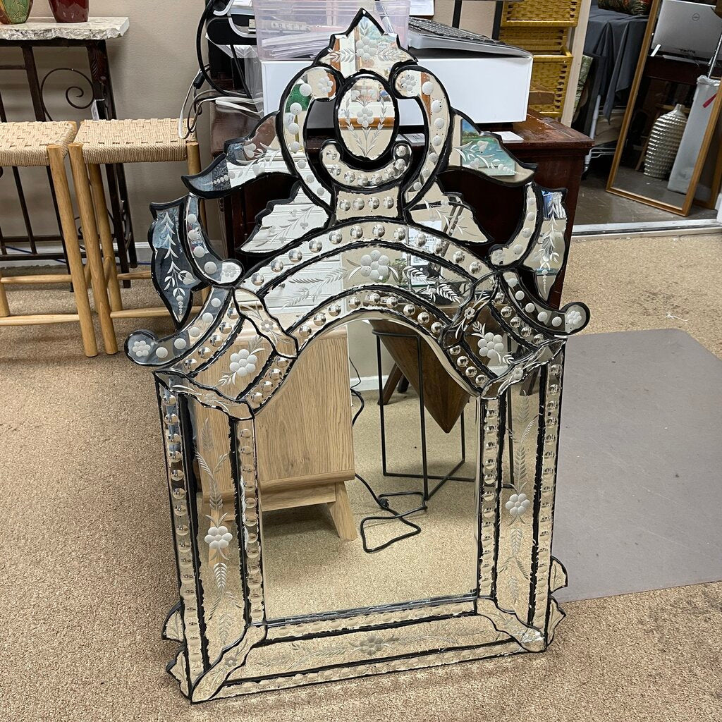 Large French Rococo Etched Mirror