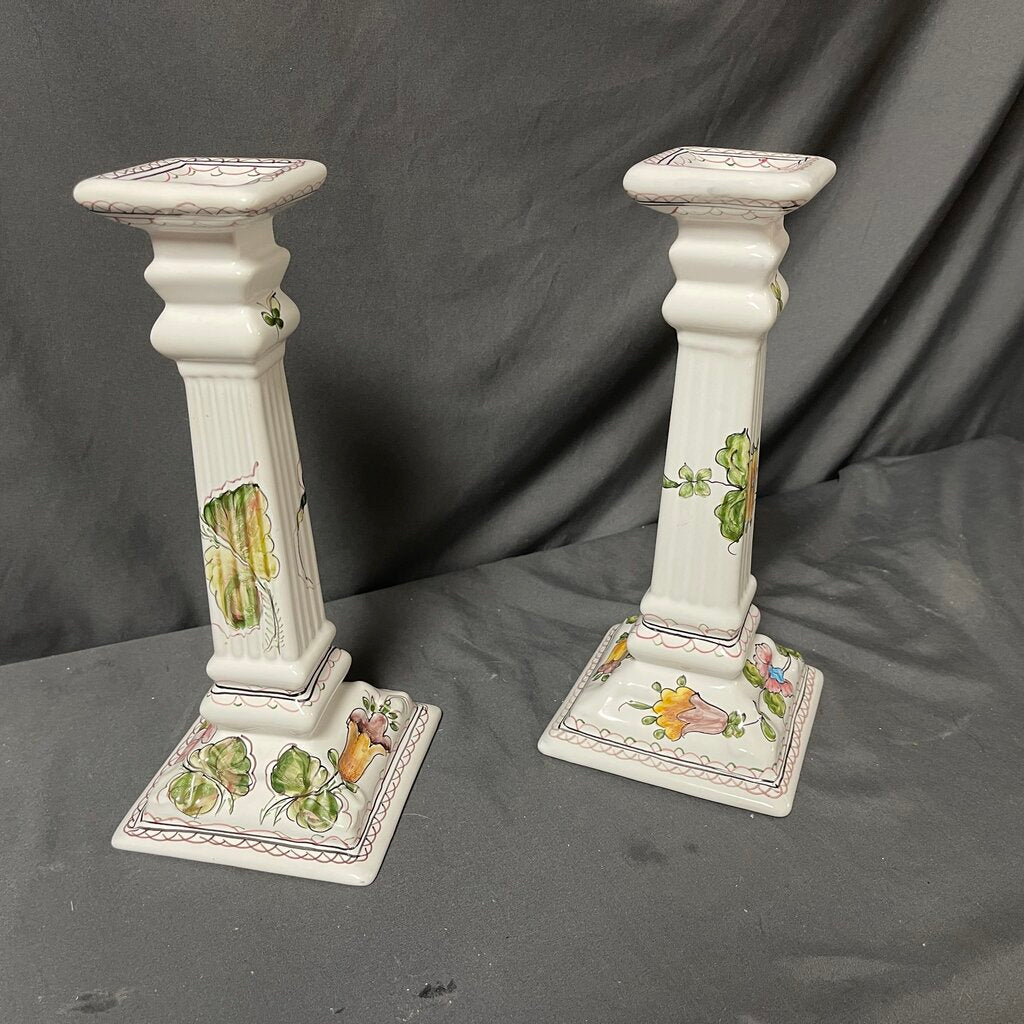 Pair Jay Willfred Painted Candle Holders