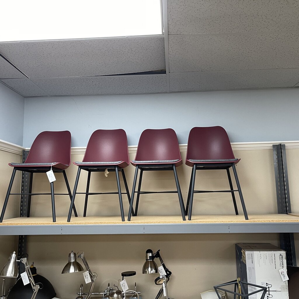 Set/4 Molded Plastic + Iron Chairs