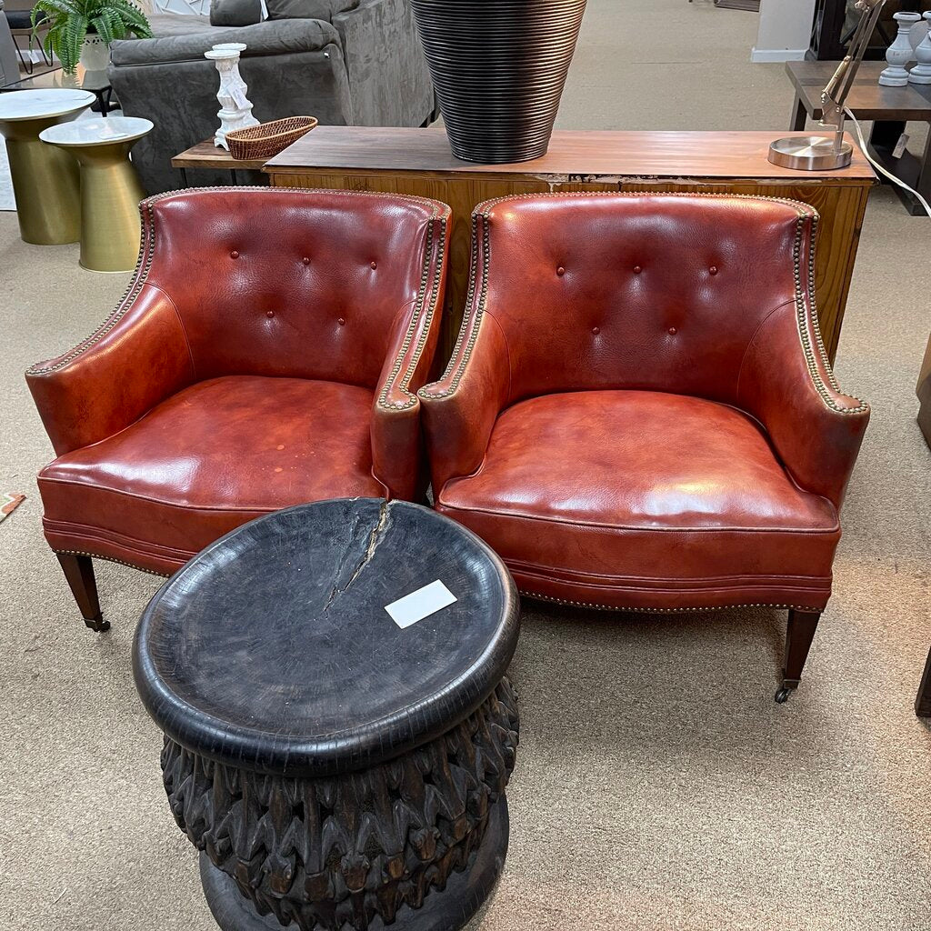 Pair Vintage Chesterfield Leather Chairs