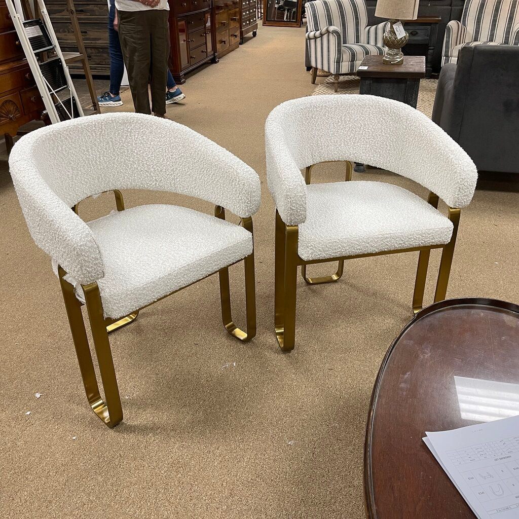 *NEW* Pair Modern Boucle Accent Chairs
