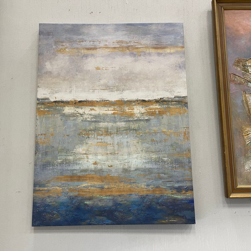 Blue + Gold Abstract Canvas