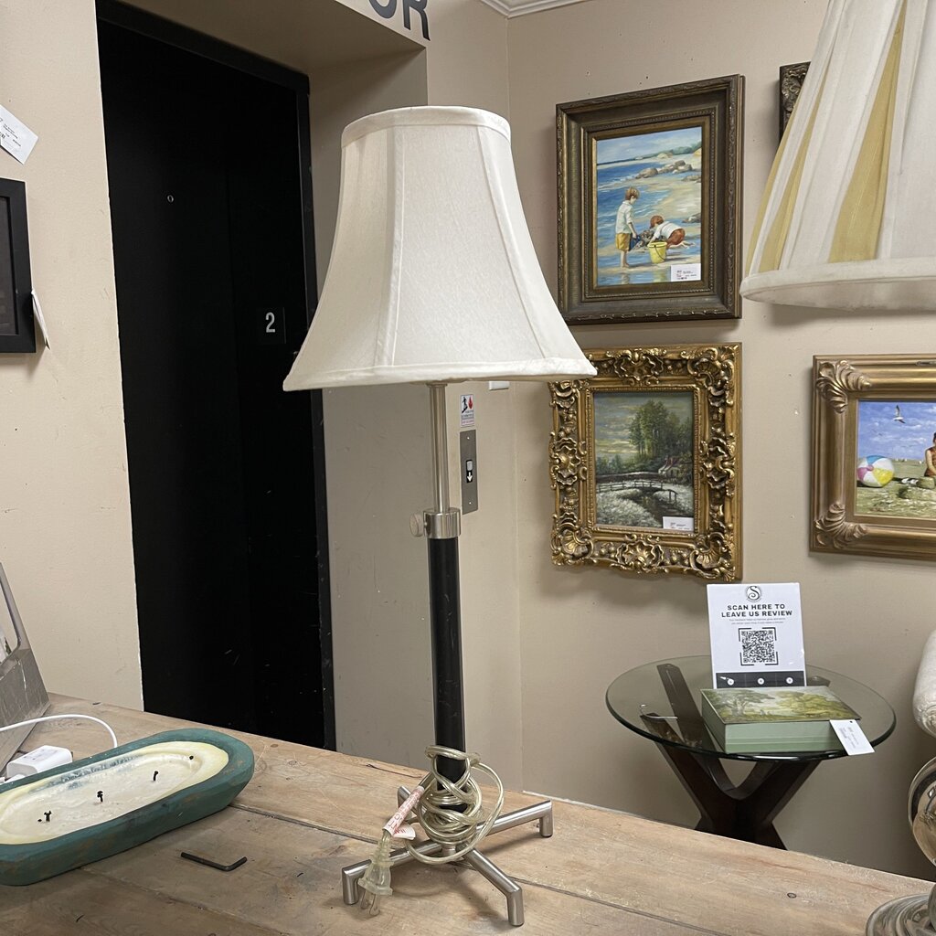 Silver + Black Candlestick Lamp