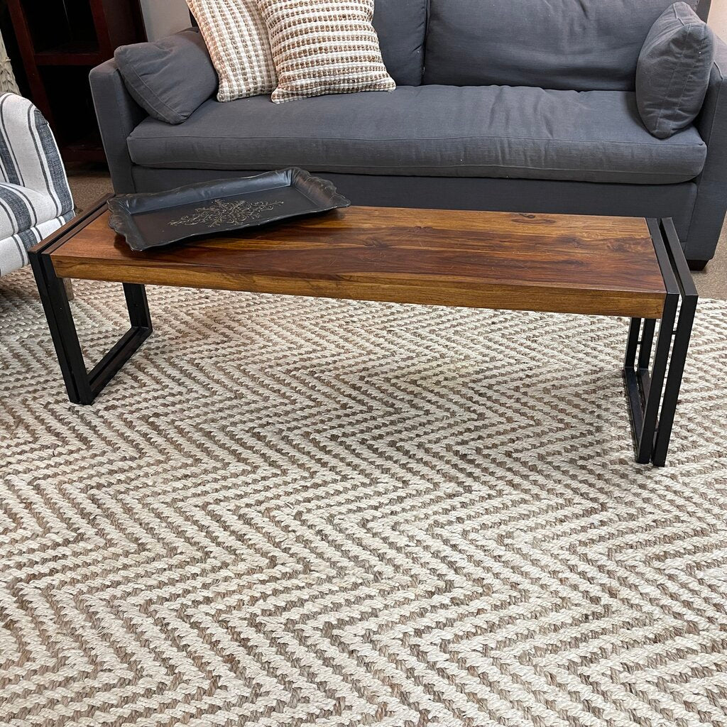 Industrial Style Wood + Metal Bench
