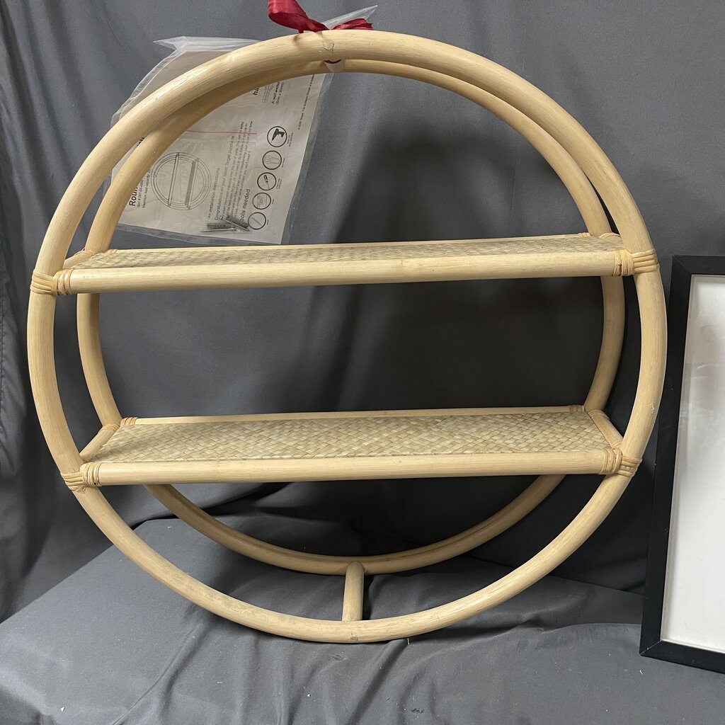 Round Rattan Wall Shelf