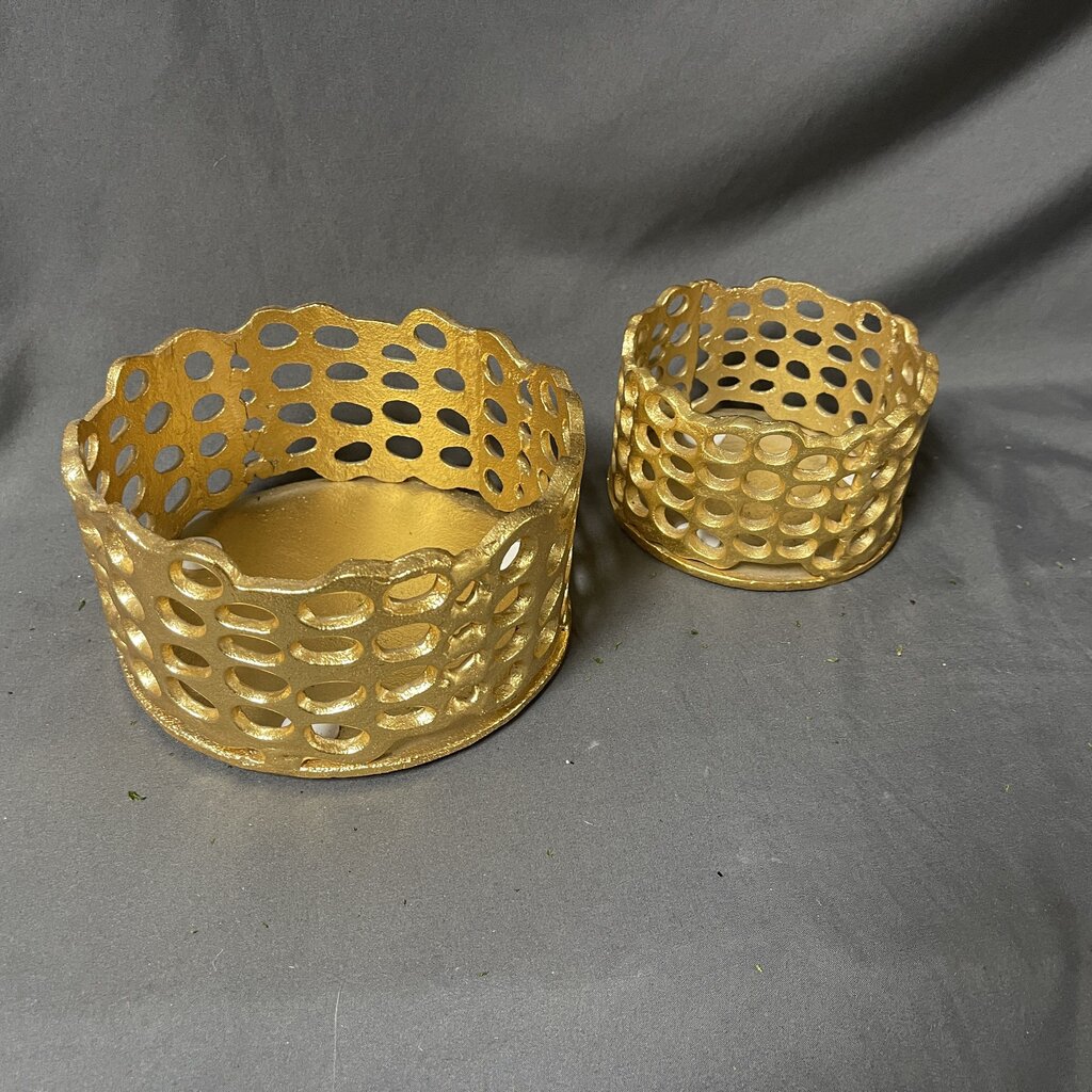 Pair Gold Filigree Candleholders