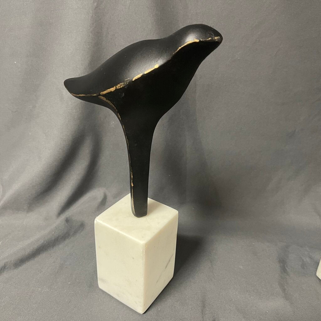 Blackbird Sculpture on Marble Stand