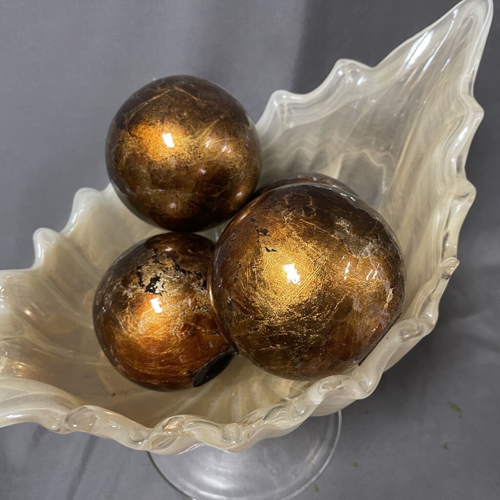 Set/4 Marbled Bronze Decorative Balls
