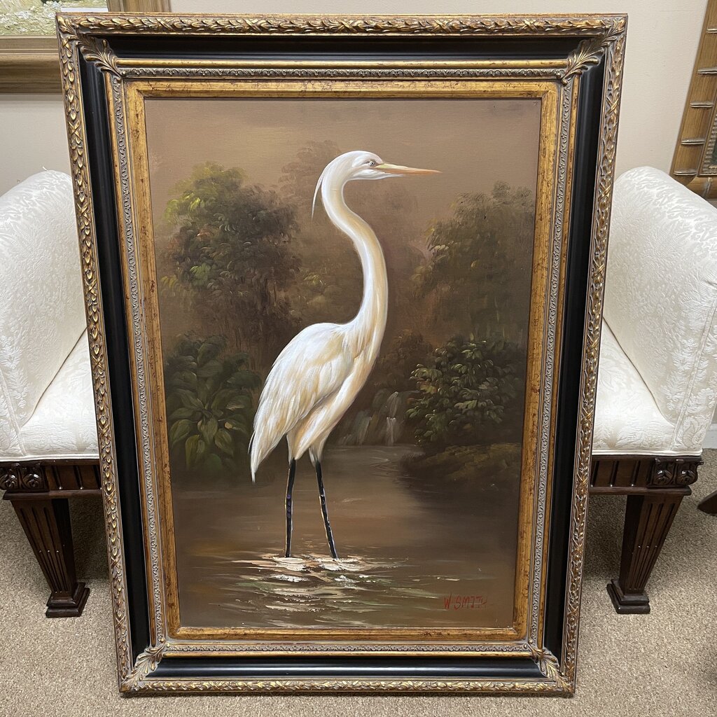 W. Smith Water Bird Oil Painting