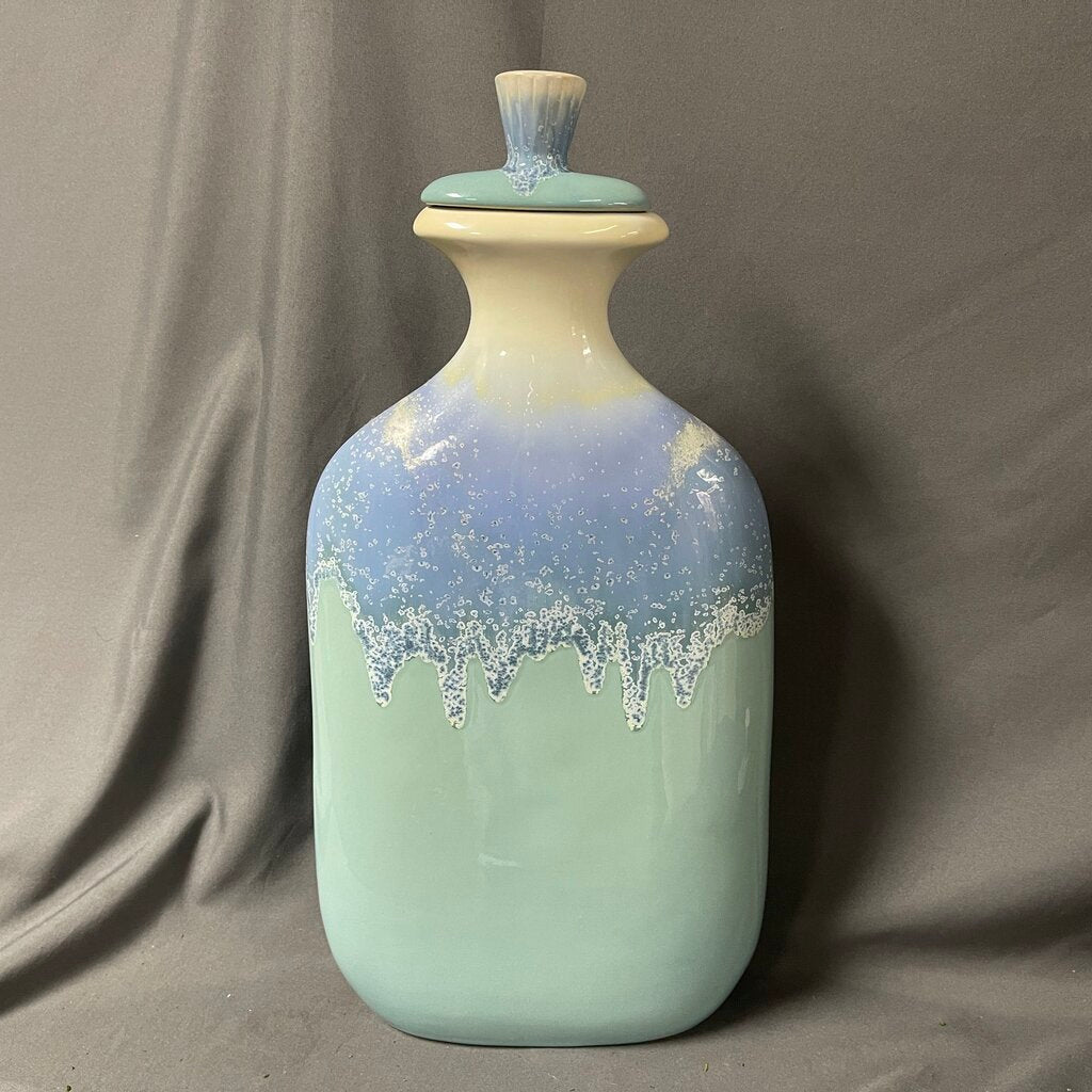 Blue + Green Decorative Jar w/Lid