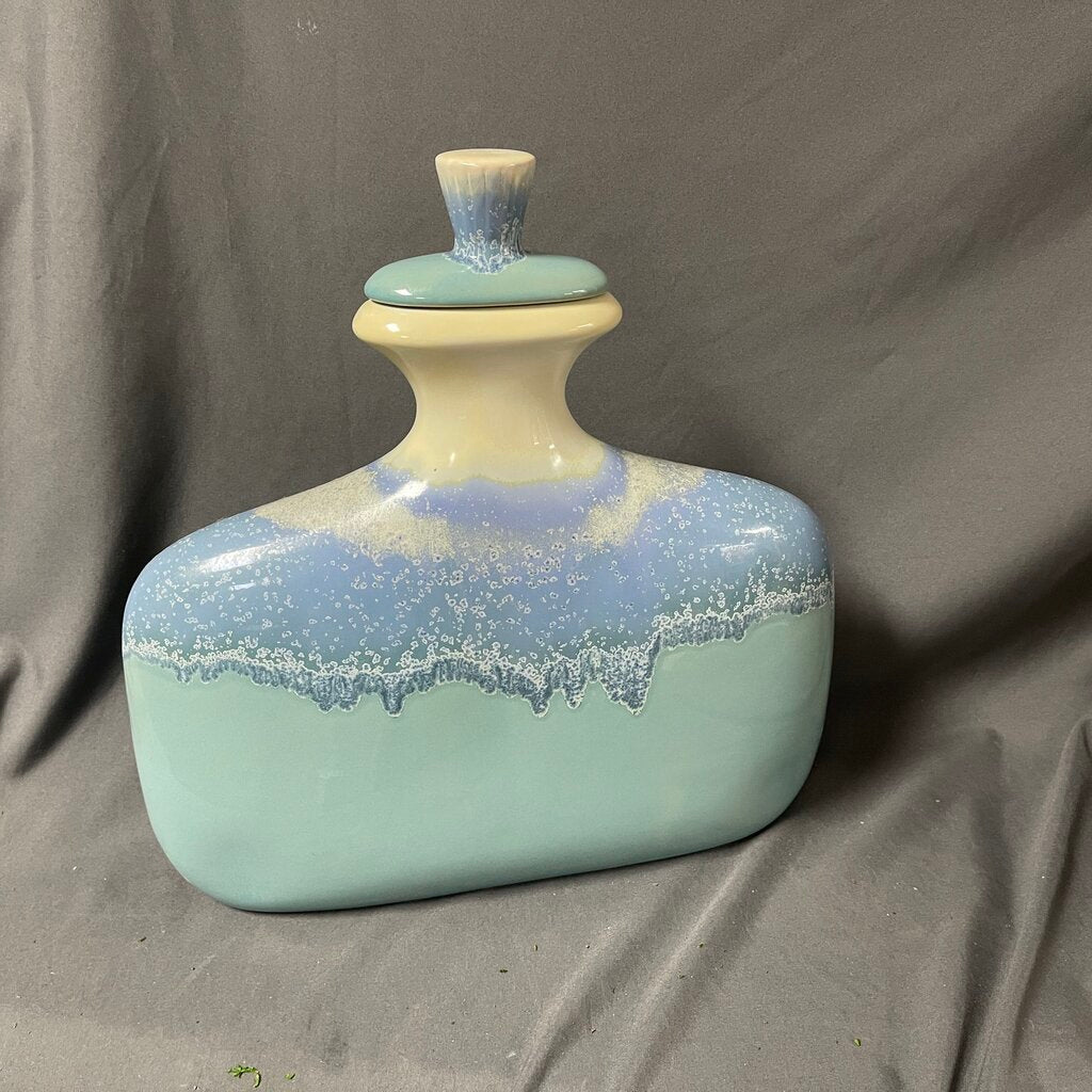 Blue + Green Decorative Jar w/Lid