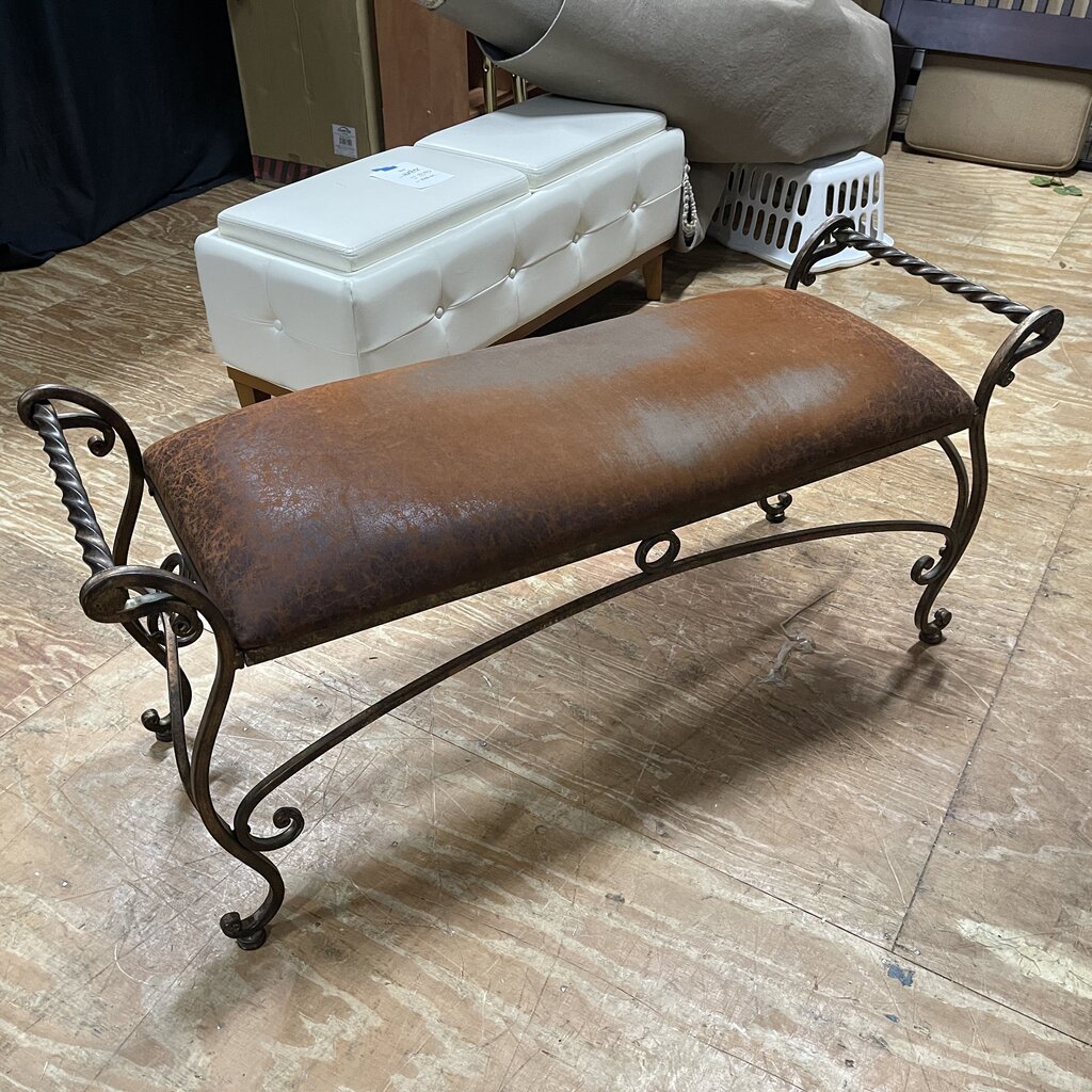 Iron Upholstered Seat Bench