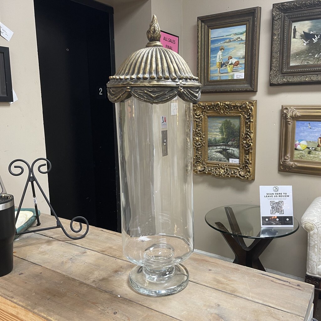 Glass Apothecary Jar w/ Decorative Lid