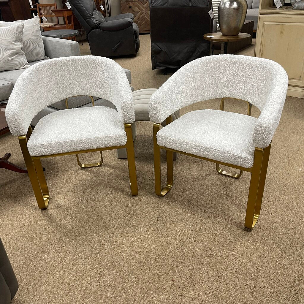 *NEW* Pair Modern Boucle Accent Chairs