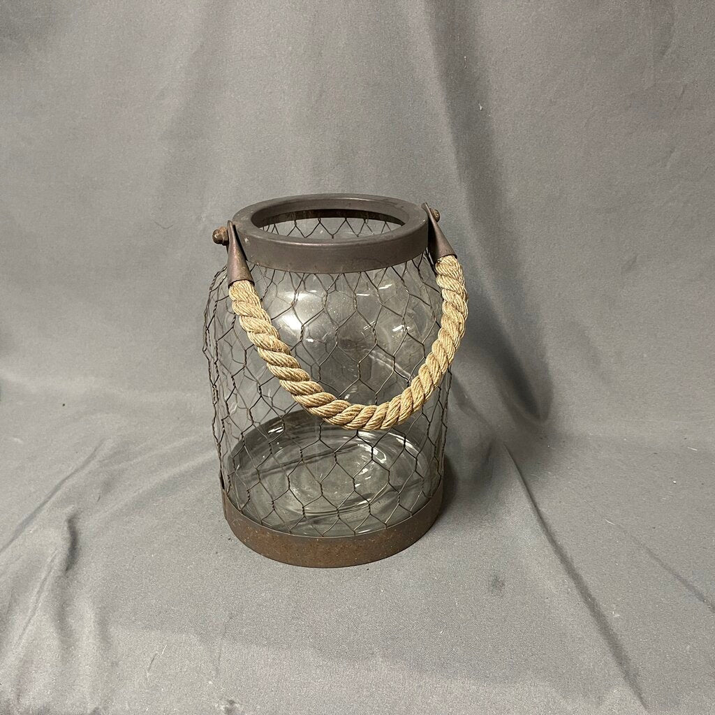 Mesh Covered Glass Lantern