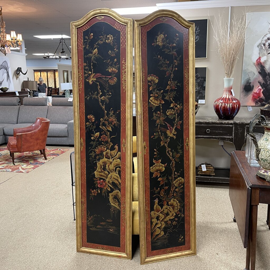 Pair Tall Painted Wood Panels