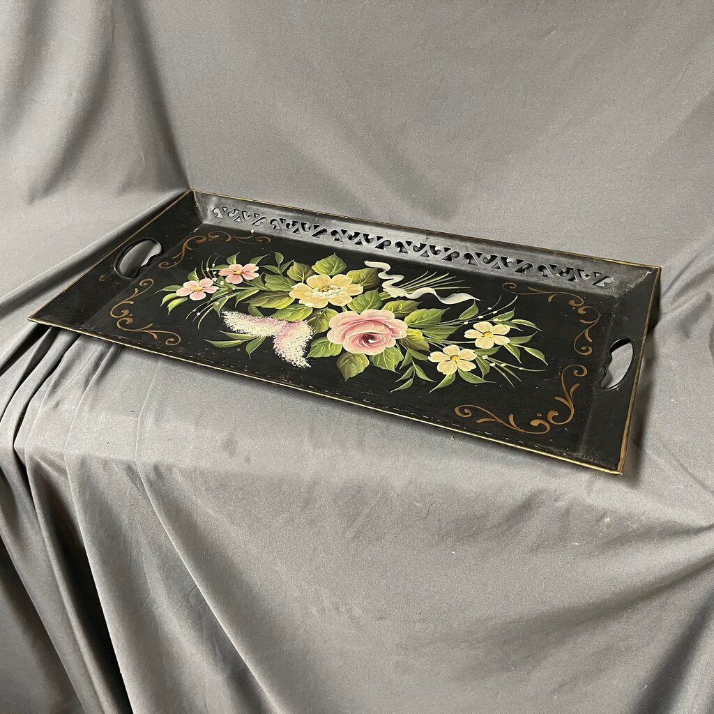 Vintage Metal Tole Painted Tray