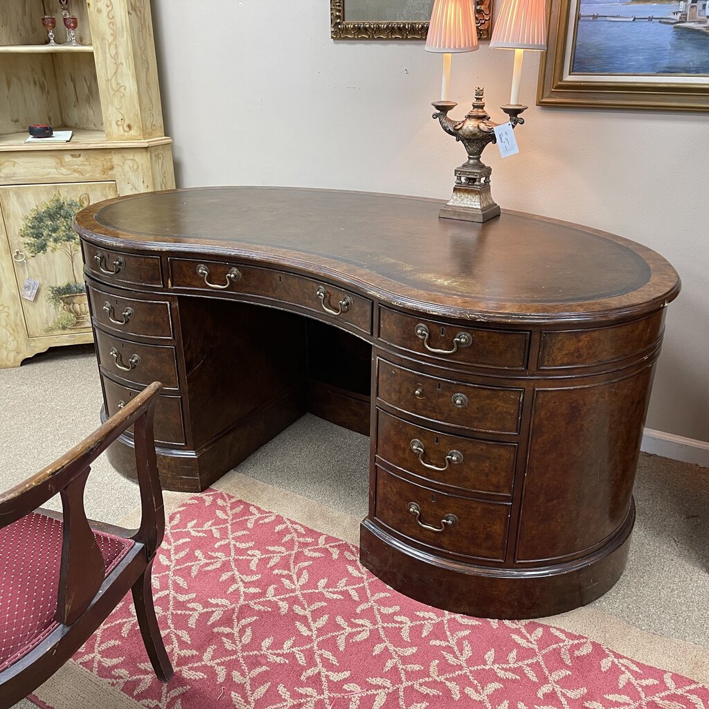 Kidney Desk w/Inset Leather Top