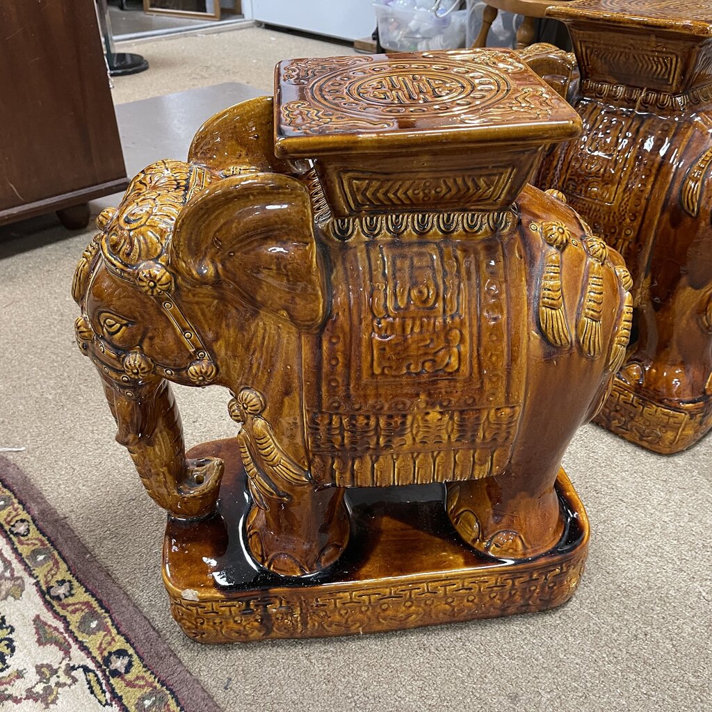 Vintage Vietnamese Ceramic Elephant Garden Stool