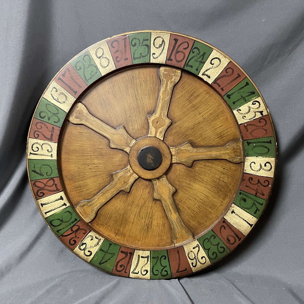 Vintage Style Heavy Wood Roulette Wheel Wall Decor