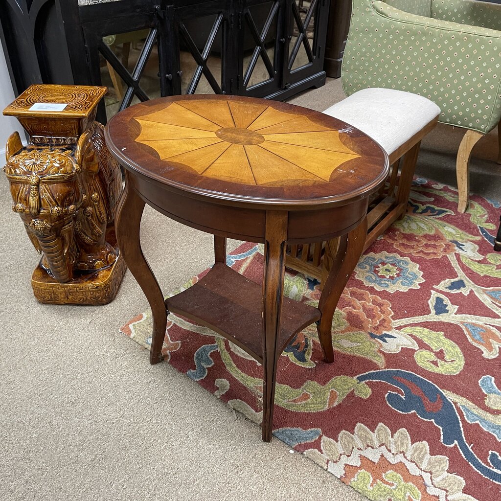 Vintage Oval Side Table w/Inlay