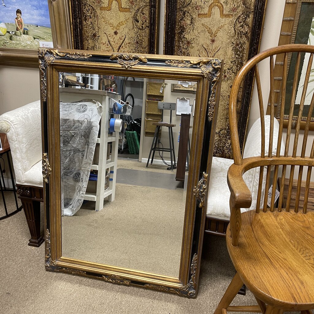 Black + Gold Framed Mirror