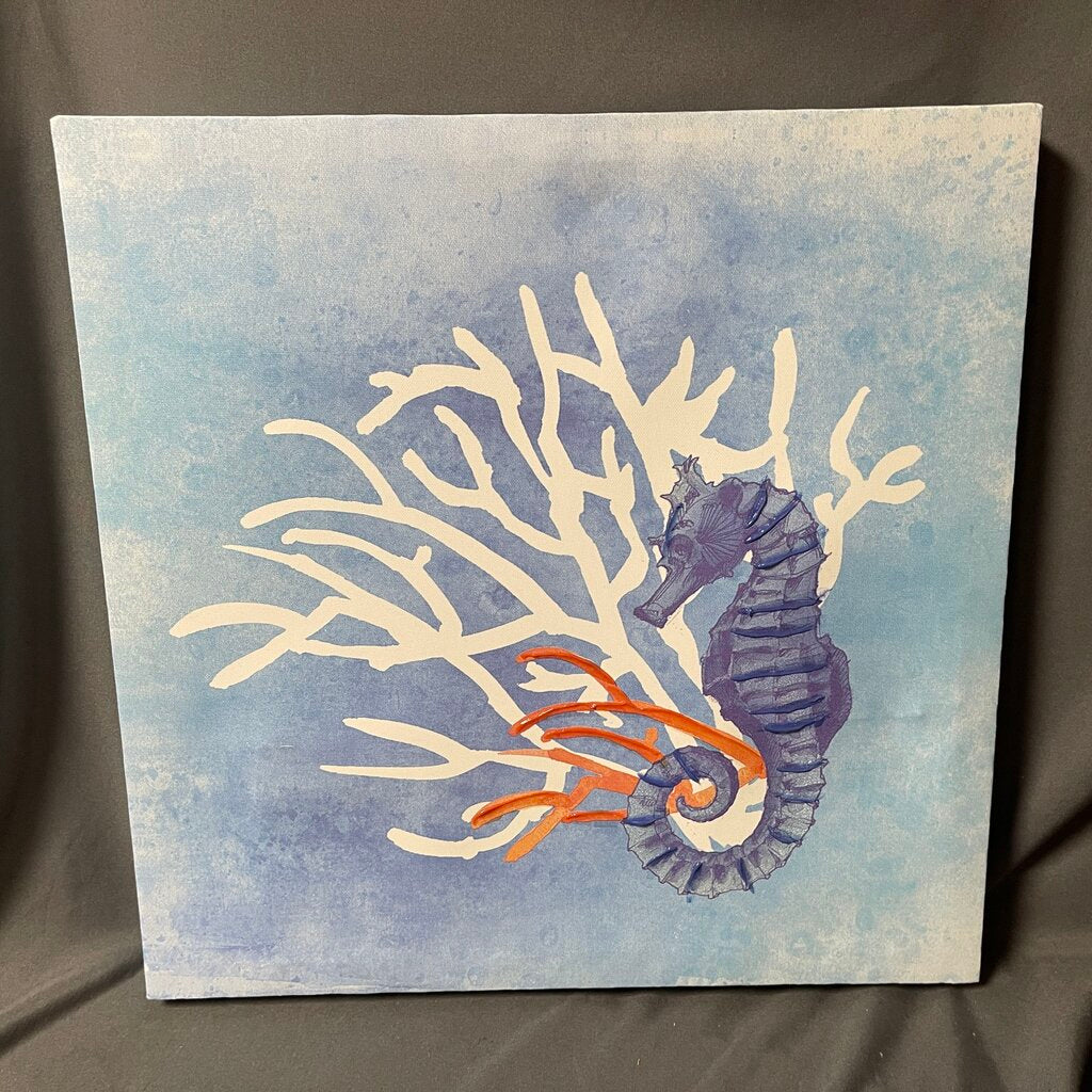 Seahorse w/Coral Canvas