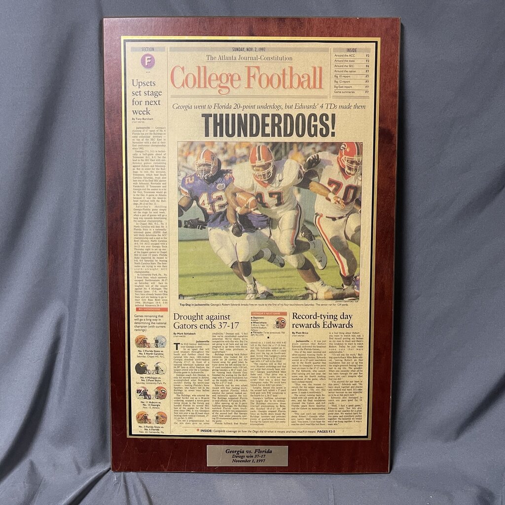 Ga v. Fla 1997 AJC Mounted Newspaper